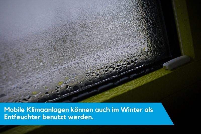 Ein stark beschlagenes Fenster mit einem grünen Fensterrahmen.