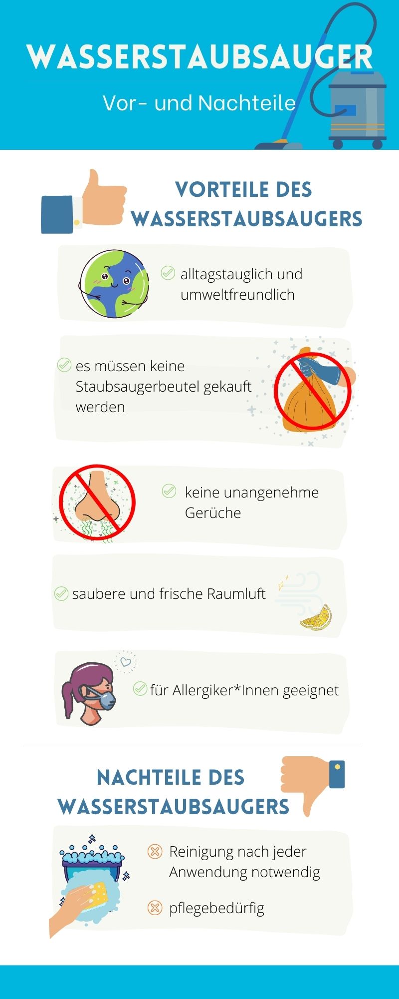 Vor- und Nachteile des Wasserstaubsaugers
