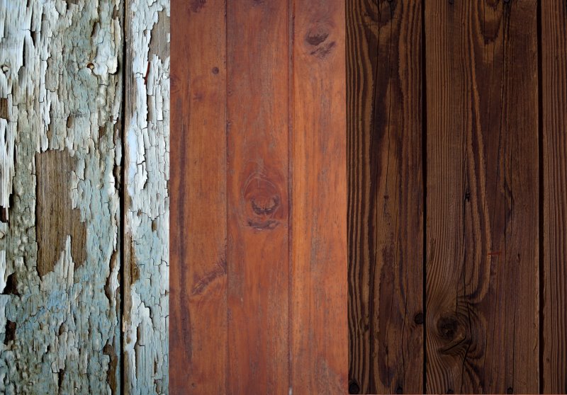 Holzschutzlasur angewendet Wie Holz mit alter Lasur und neuer Lasur aussieht